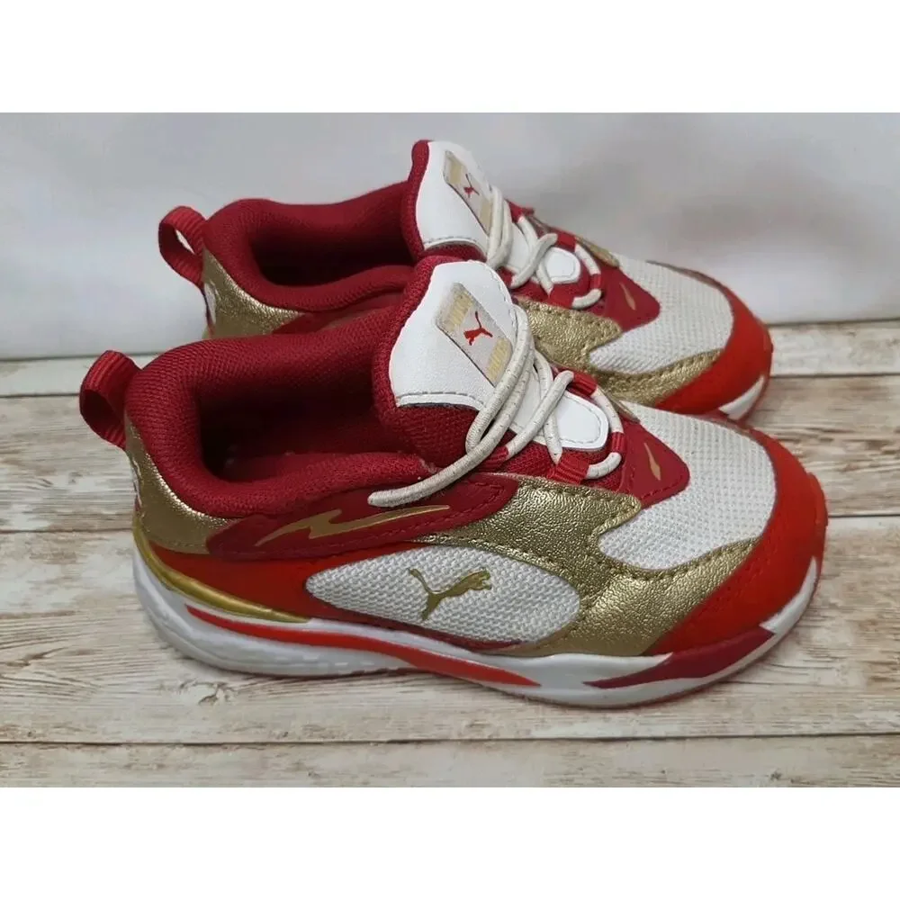 PUMA RsFast Glitz Ac Toddler Boys White Sneakers 384749-01 Size 7C